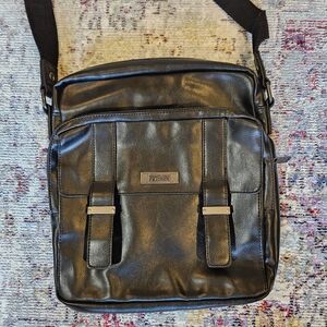 Black PU Leather Messenger Bag